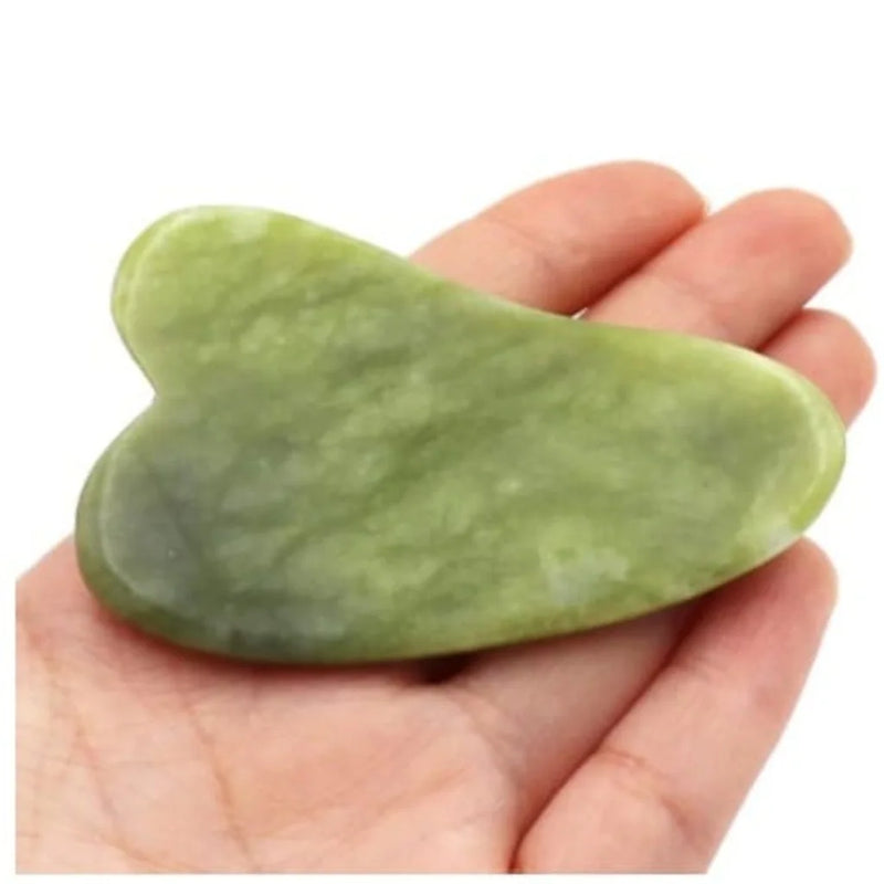 Rolo de Pedra de Jade + Placa Gua Sha para Massagem Facial Anti-idade