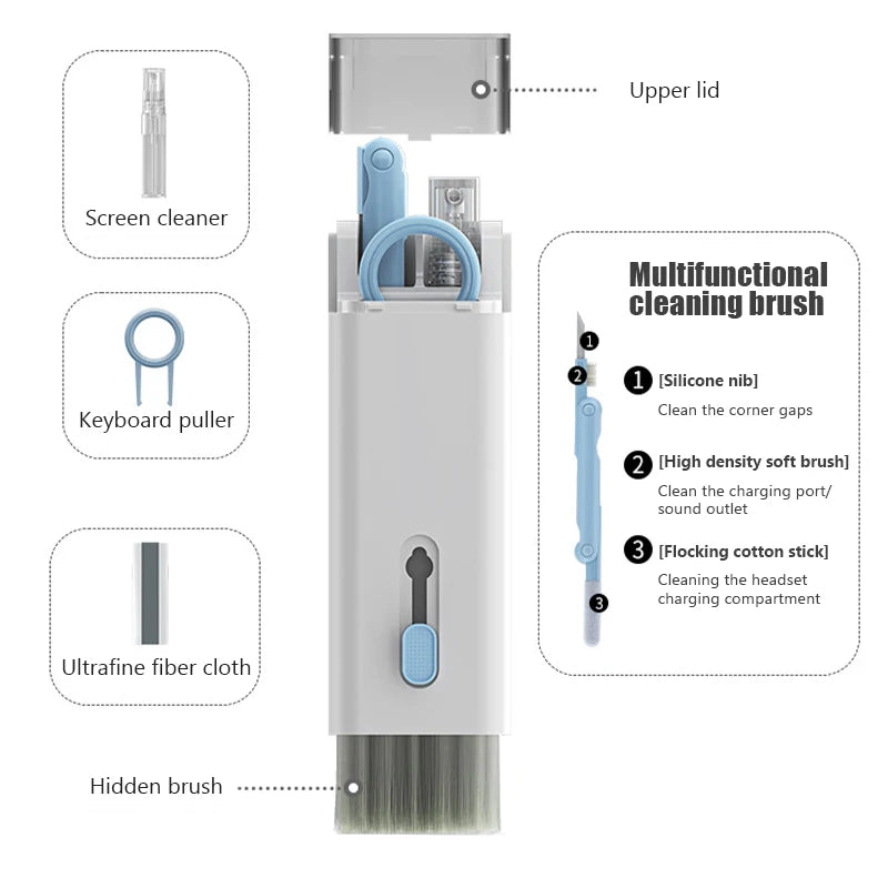 Kit de Limpeza 7 em 1 para Teclado e Fones de Ouvido Bluetooth